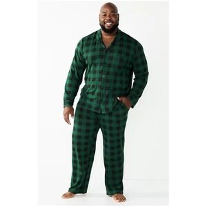 Cuddl Duds Men Pajama Set 2XB Green Buffalo Plaid Super Soft Big and Tall Nwt